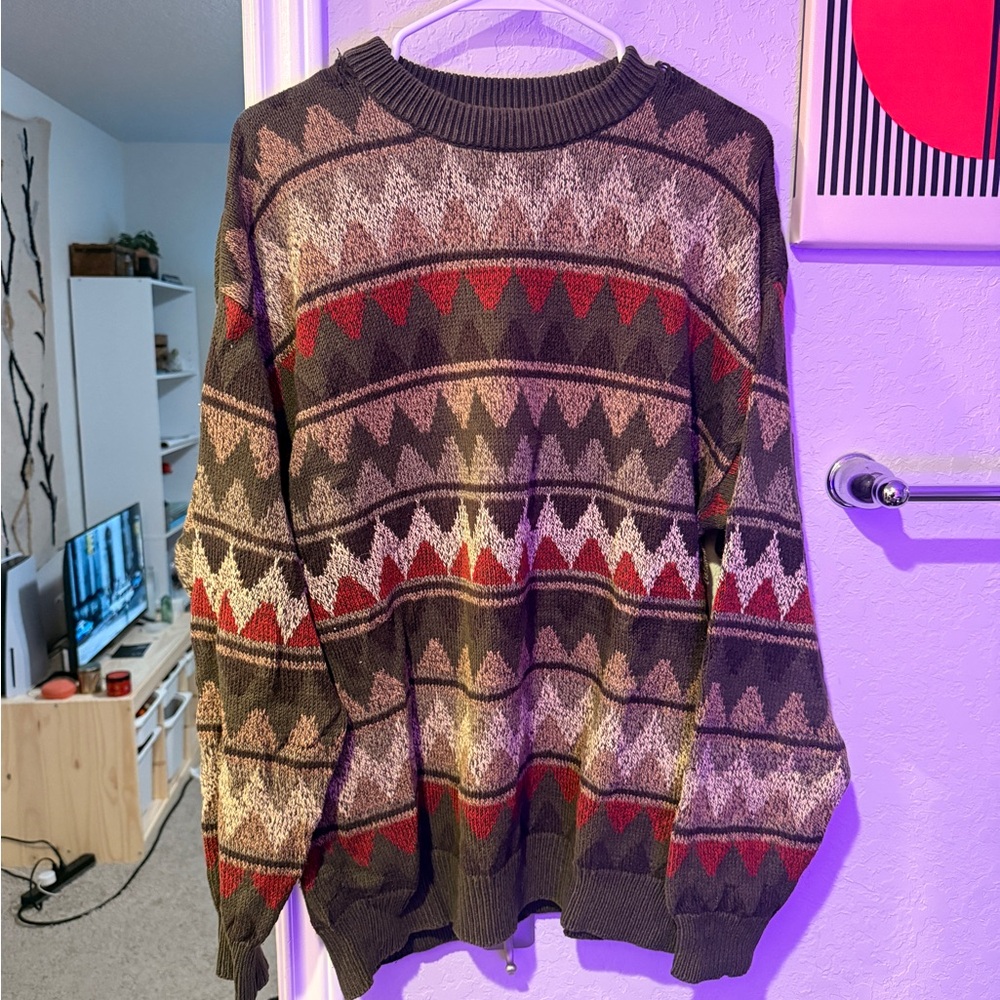 Men's Multicolor Geometric Crewneck Sweater
